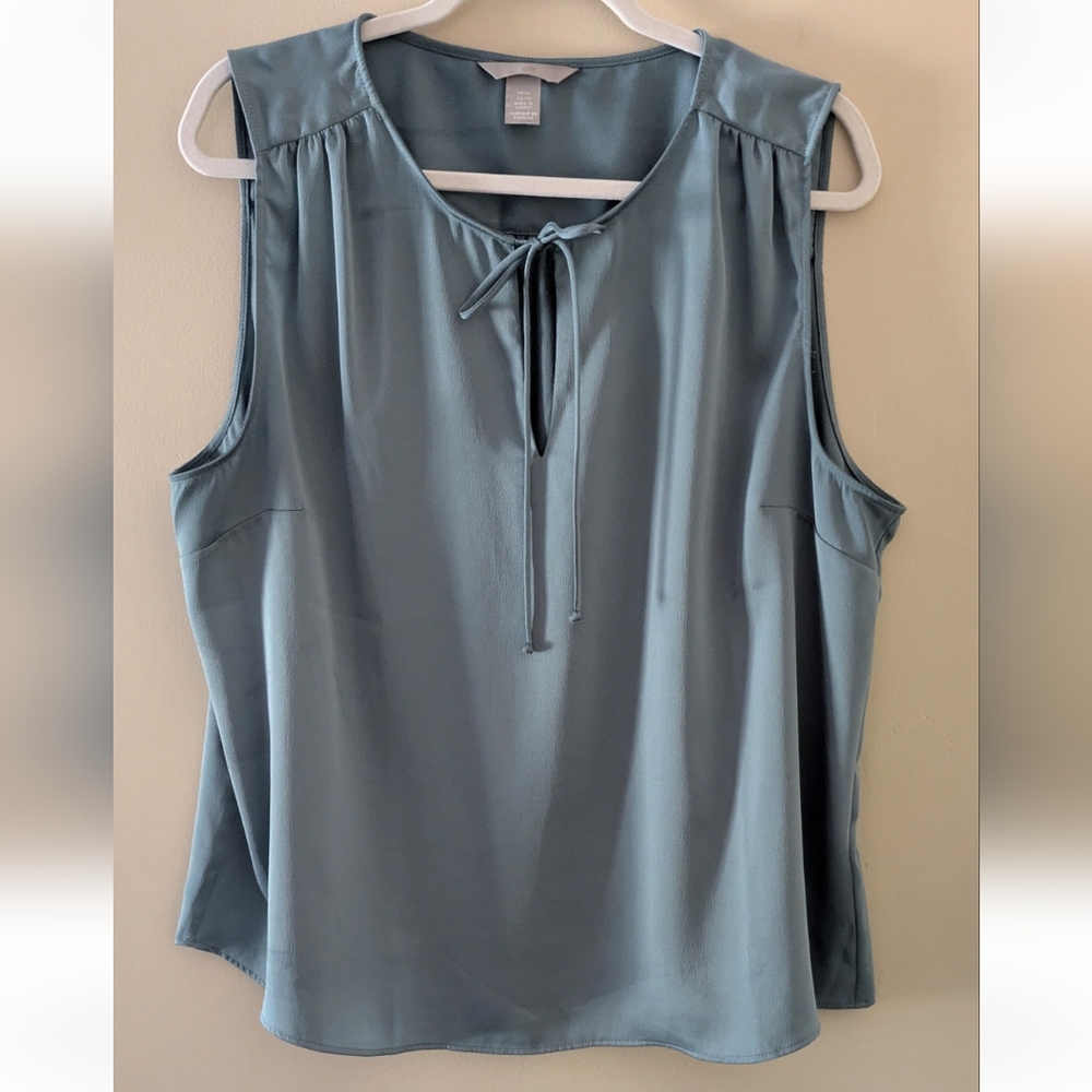 H&M Chic Sage Sleeveless Bow Tie Top ~ Sz XL